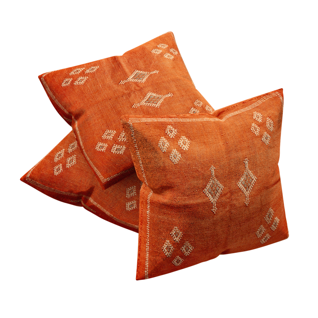 Almohada de seda Cactus marroquí Funda naranja