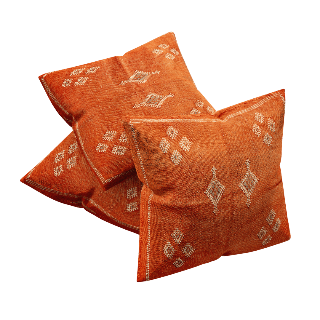 Moroccan Cactus Silk Pillow Orange cover