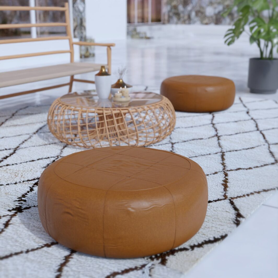 Pouf marocain carré Tan