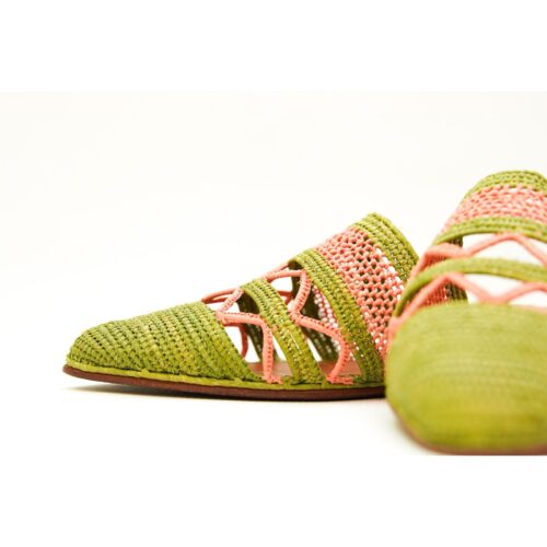 Moroccan Handmade Straw Sandals – Elegant Beige & Brown with Intricate Design