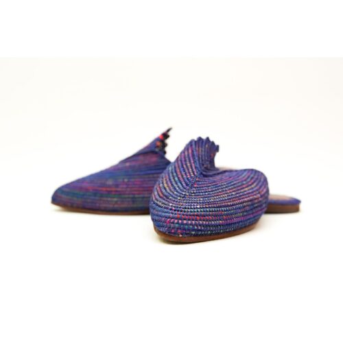 Handmade Moroccan Purple Straw Sandals with Decorative Knot – Elegant and Unique