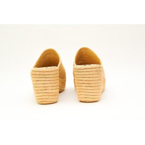 Sandali con zeppa in paglia marocchina fatti a mano - Beige naturale con un comfort elevato