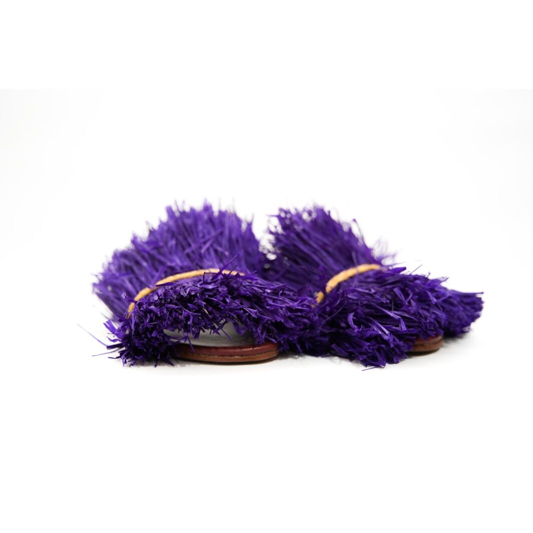 Handmade Moroccan Purple Raffia Sandals – Bold and Vibrant