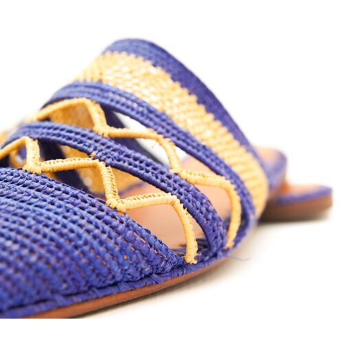 Handmade Moroccan Beige and Purple Straw Sandals – Elegant and Versatile