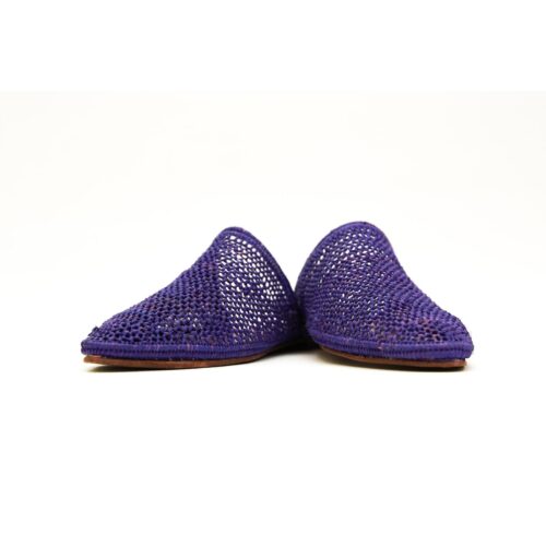 Sandalias de paja marroquíes hechas a mano de color morado - Ligeras y elegantes