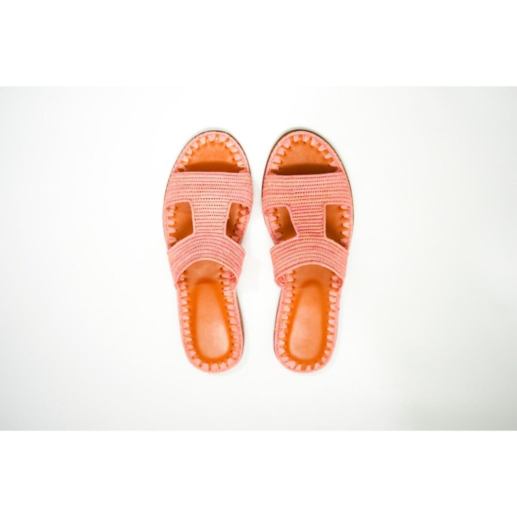 Handmade Moroccan Pink Straw Sandals – Stylish and Comfortable