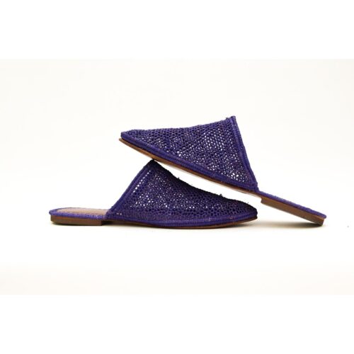 Sandalias de paja marroquíes hechas a mano de color morado - Ligeras y elegantes