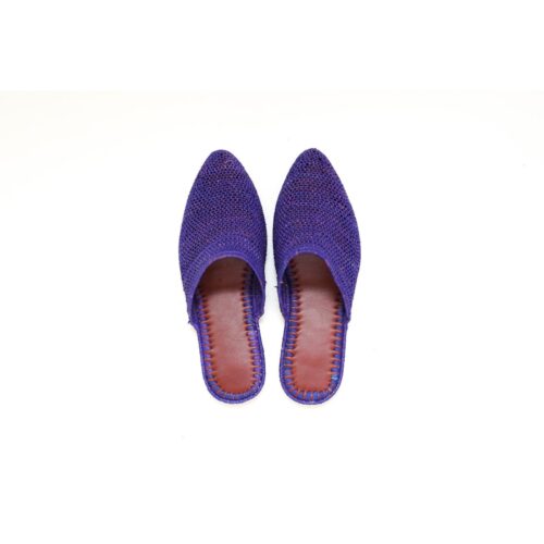 Sandalias de paja marroquíes hechas a mano de color morado - Ligeras y elegantes