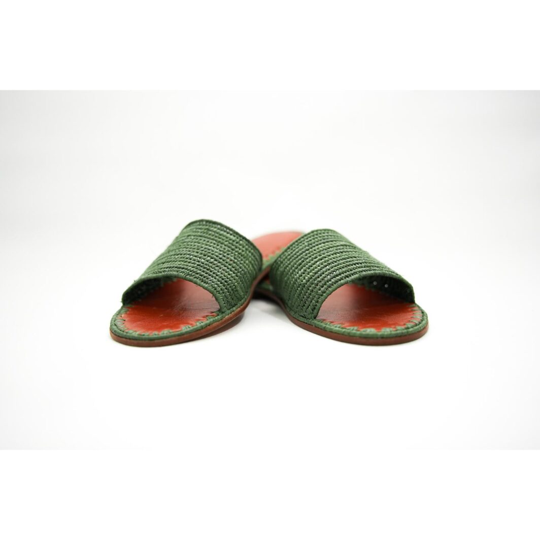 Handmade Moroccan Green Straw Sandals – Bold and Comfortable