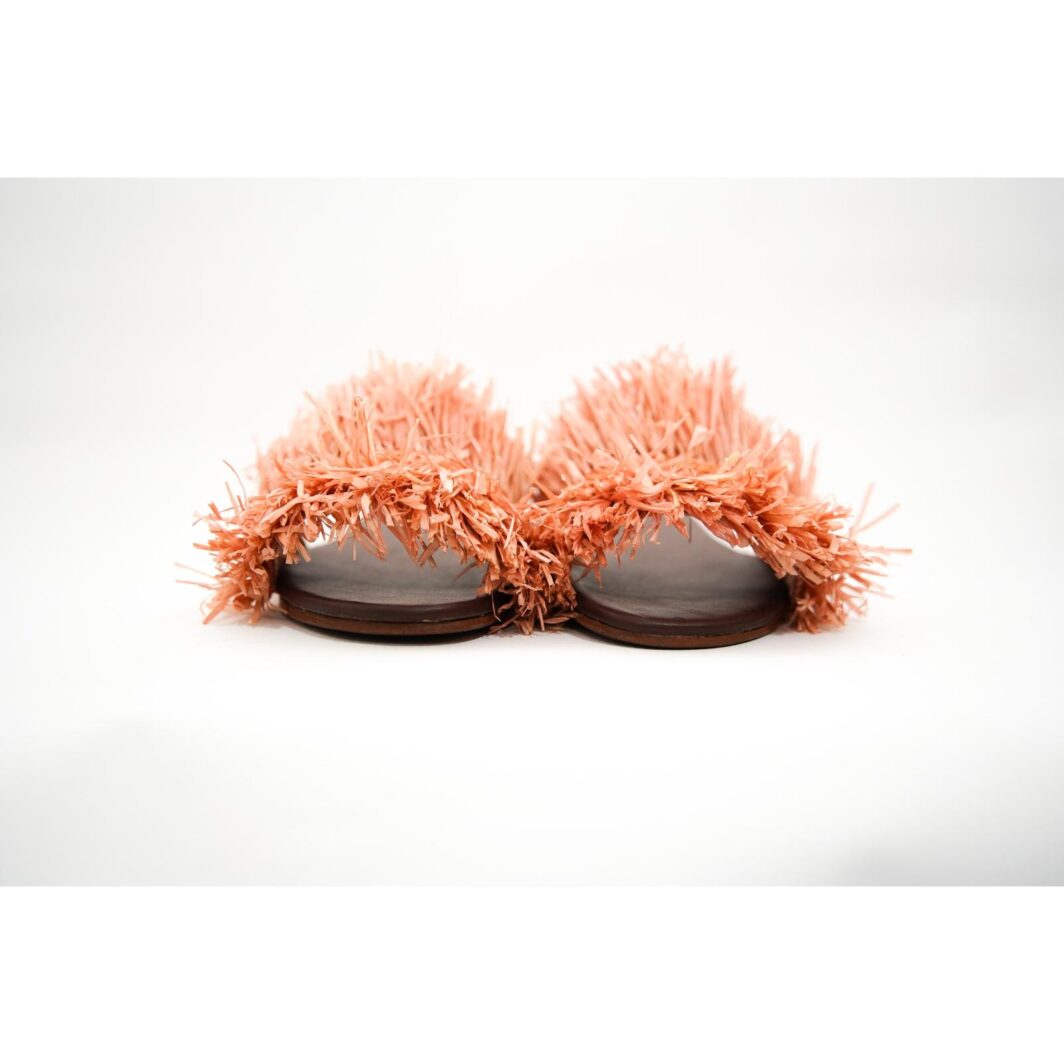 Handmade Moroccan Raffia Sandals in Peach – Unique and Stylish