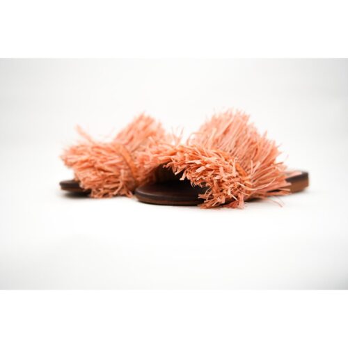 Handmade Moroccan Raffia Sandals in Peach – Unique and Stylish