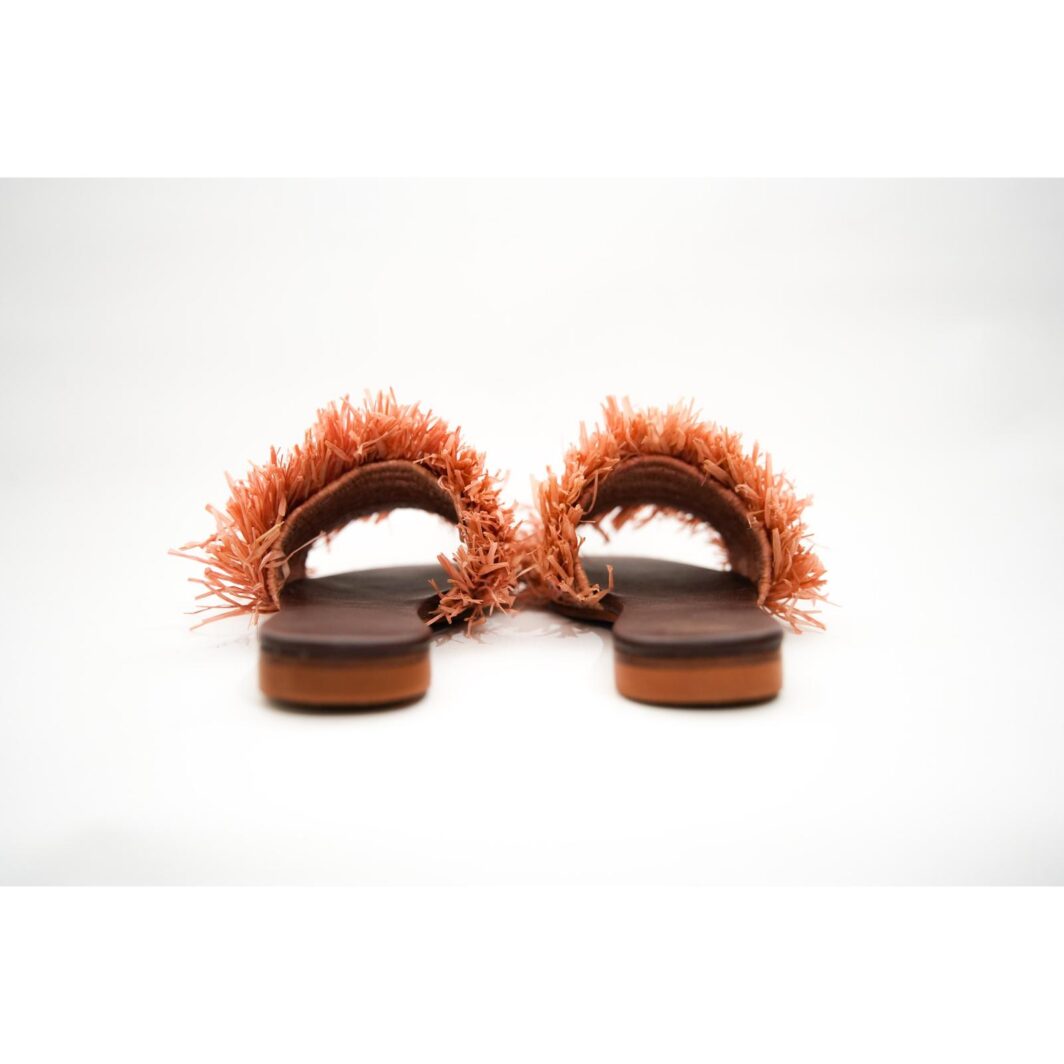 Handmade Moroccan Raffia Sandals in Peach – Unique and Stylish