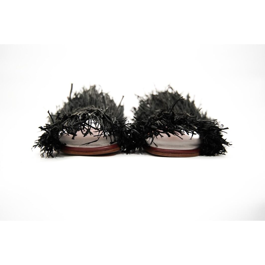 Handmade Moroccan Black Raffia Sandals – Bold and Sophisticated