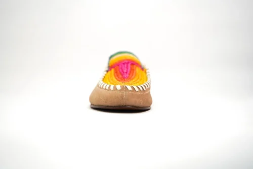 Handcrafted Moroccan Berber Moccasins – Beige with Vibrant Accents