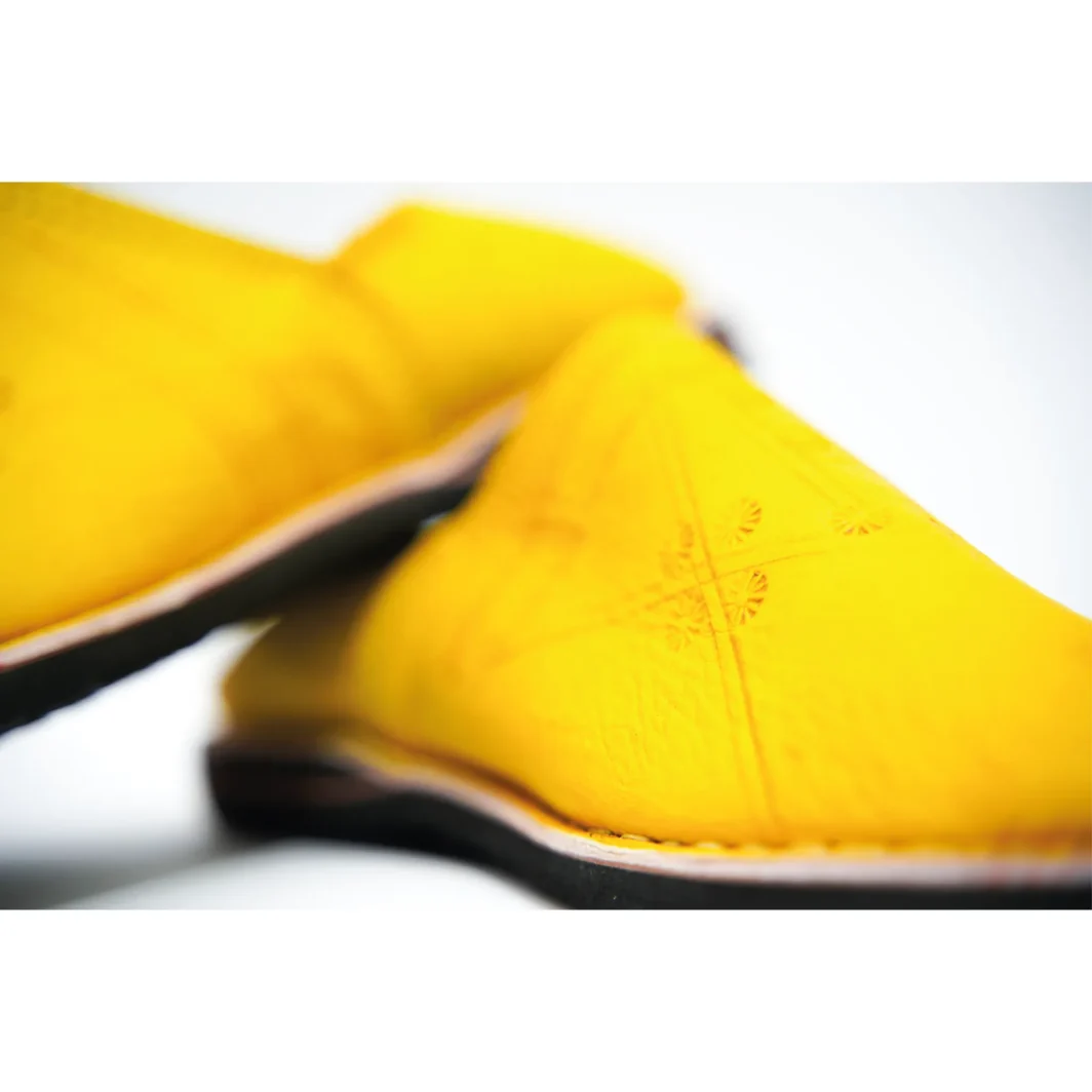 Handcrafted Moroccan Leather Babouches – Vibrant Yellow Elegance