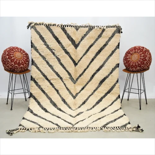 Modern Chevron Black & White Moroccan Wool Rug