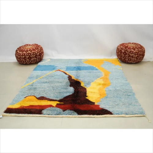 Vibrant Moroccan Wool Rug - Abstract Design