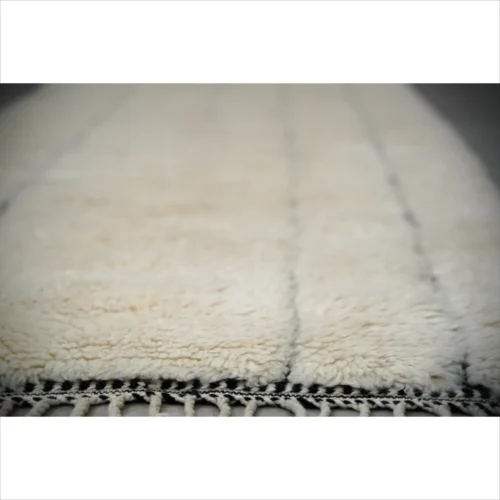 Authentic Moroccan Wool Runner Rug – Minimalist Design in Cream and Black