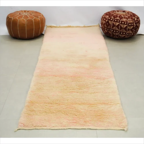 Soft Peach Moroccan Wool Rug - Handcrafted Elegance 