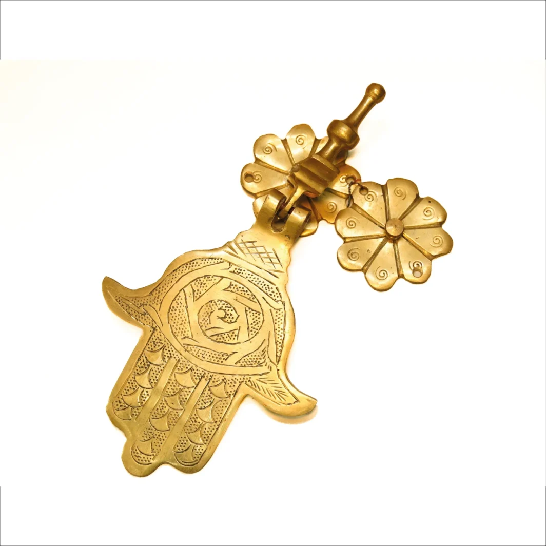 Handmade Moroccan Brass Door Knocker – Hamsa Hand Design