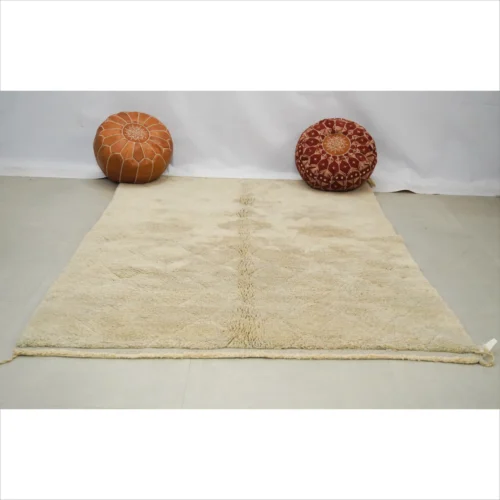 Elegant Moroccan Wool Rug with Neutral Tones