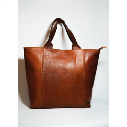 Premium Leather Tote Bag - Handmade Moroccan Design
