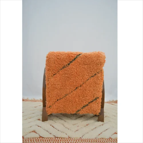 Handcrafted Moroccan Wool Accent Chair in Earthy Orange Tones