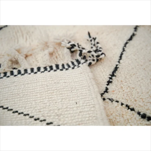 Elegant Moroccan Wool Rug with Minimalist Diamond Pattern