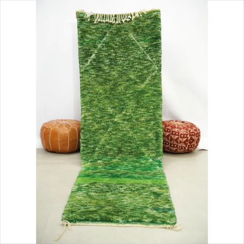 Vibrant Green Moroccan Runner Rug