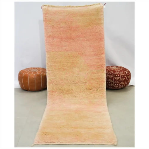 Soft Peach Moroccan Wool Rug - Handcrafted Elegance 