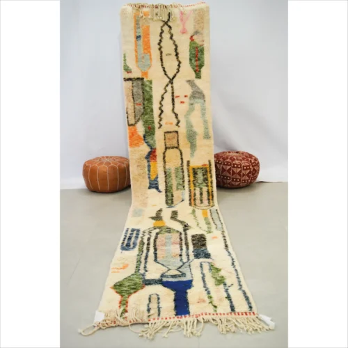 Abstract Moroccan Berber Runner Rug with Colorful Patterns