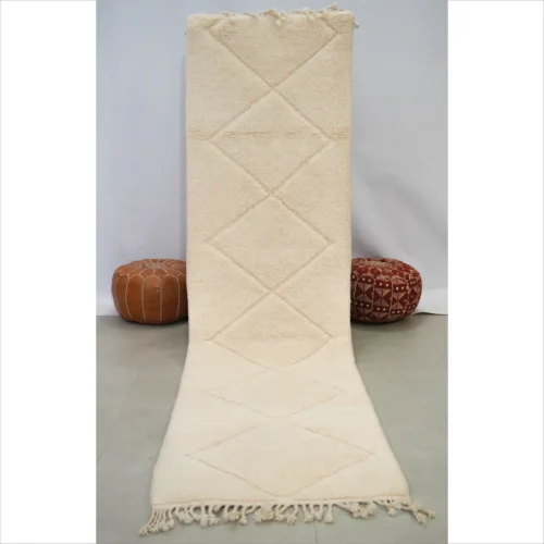 Simple Diamond Pattern Cream Runner Rug