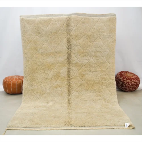 Elegant Moroccan Wool Rug with Neutral Tones
