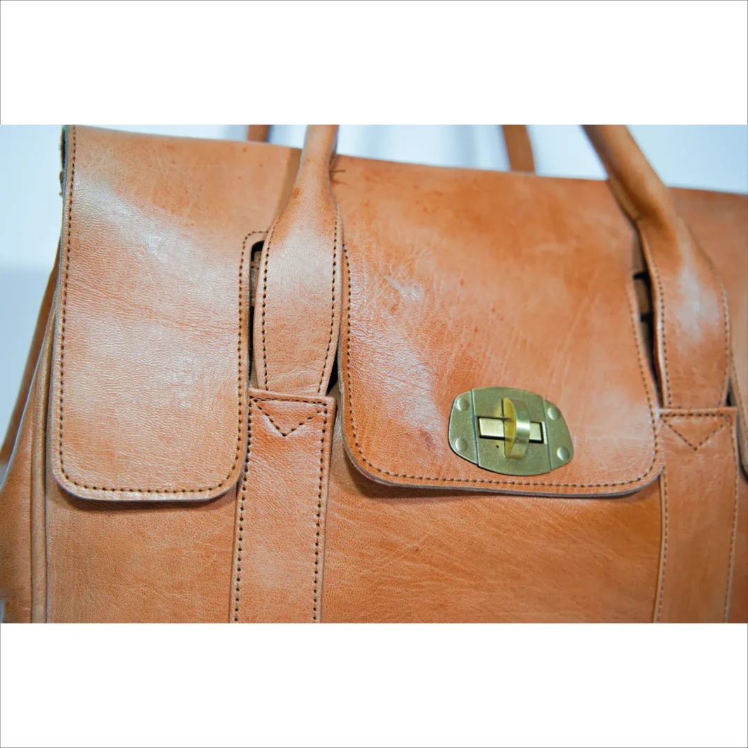 Elegante handgefertigte Tan Leder Tote Bag