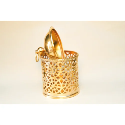 Handmade Moroccan Brass Candle Holders – Intricate Cutout Design