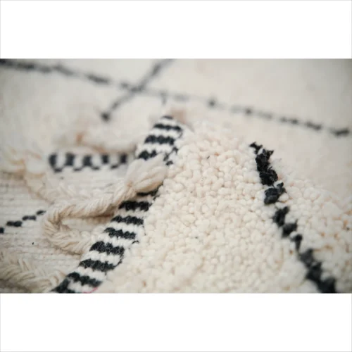 Elegant Moroccan Wool Rug with Minimalist Diamond Pattern