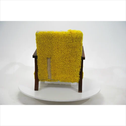 Vibrant Yellow Wool Berber Armchair with Walnut Wood Frame