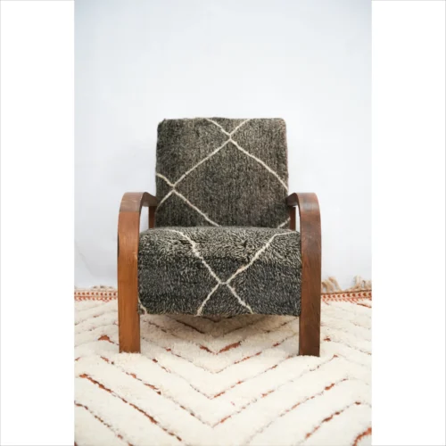 Moroccan Wool Armchair with Diamond Pattern