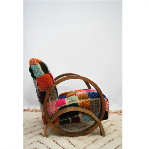 Handcrafted Patchwork Berber Armchair - Vibrant Multicolor Design