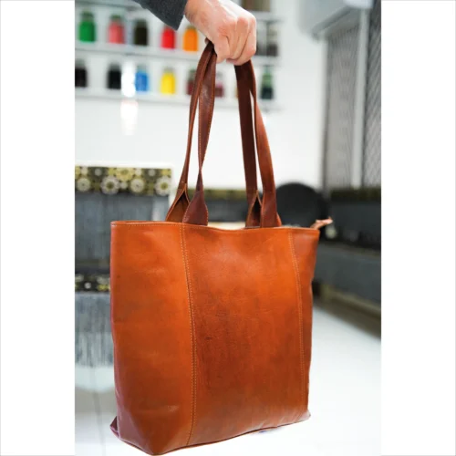 Premium Leather Tote Bag - Handmade Moroccan Design
