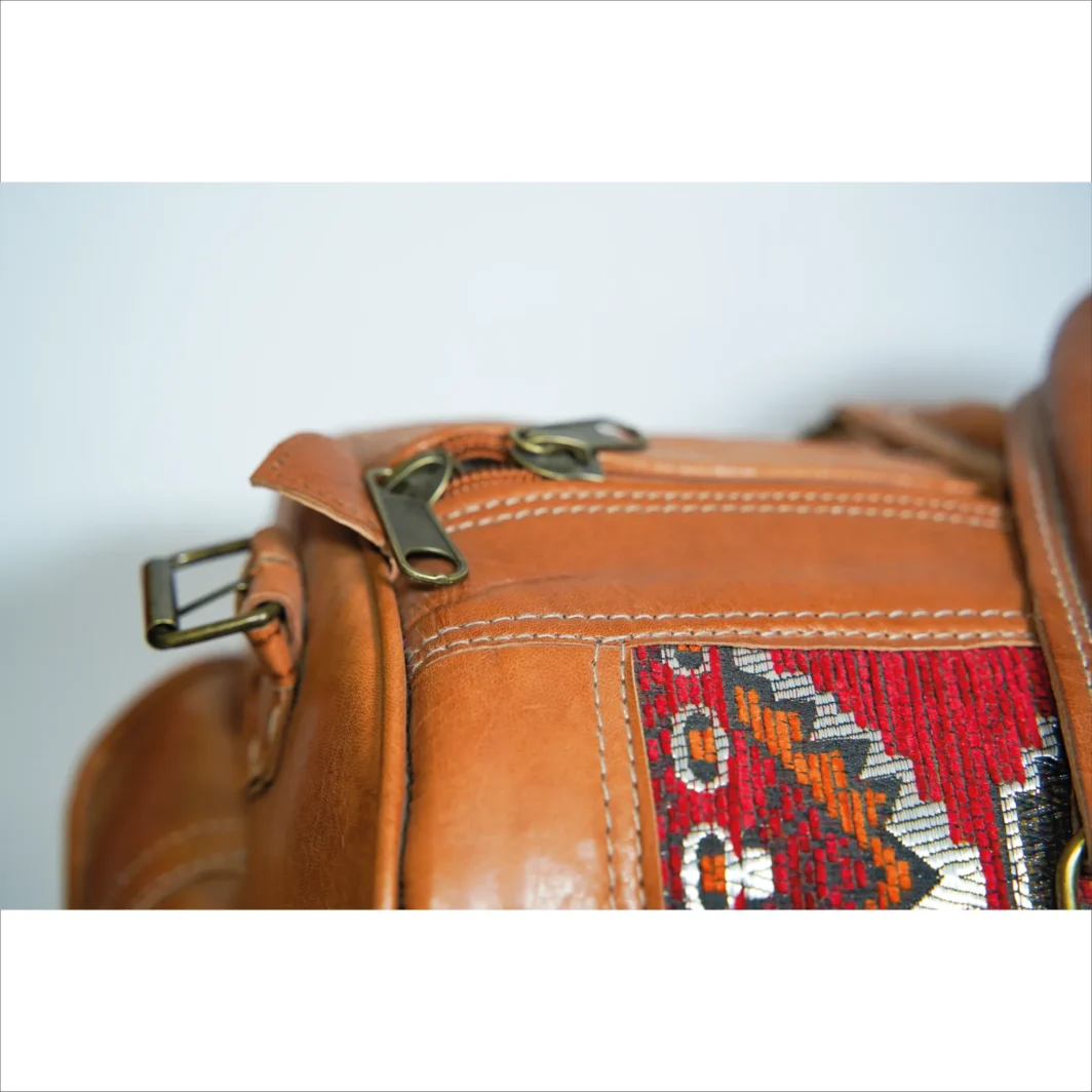 Sac de voyage en cuir Kilim fabriqué à la main