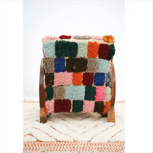 Handcrafted Patchwork Berber Armchair - Vibrant Multicolor Design