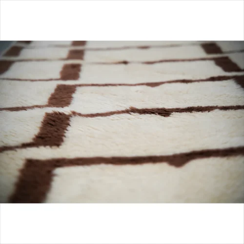 Geometric Beige and Brown Moroccan Wool Runner