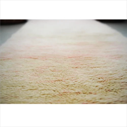 Soft Peach Moroccan Wool Rug - Handcrafted Elegance 