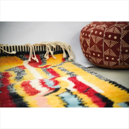 Multicolor Moroccan Wool Rug with Geometric Design