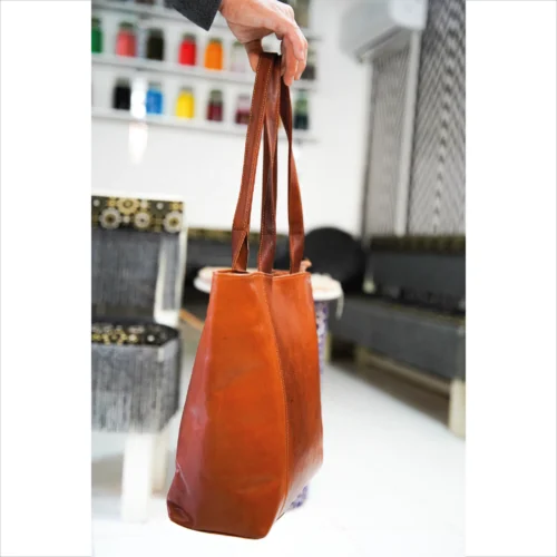 Premium Leather Tote Bag - Handmade Moroccan Design
