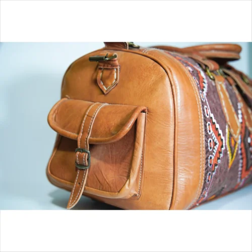 Handcrafted Kilim Leather Travel Bag