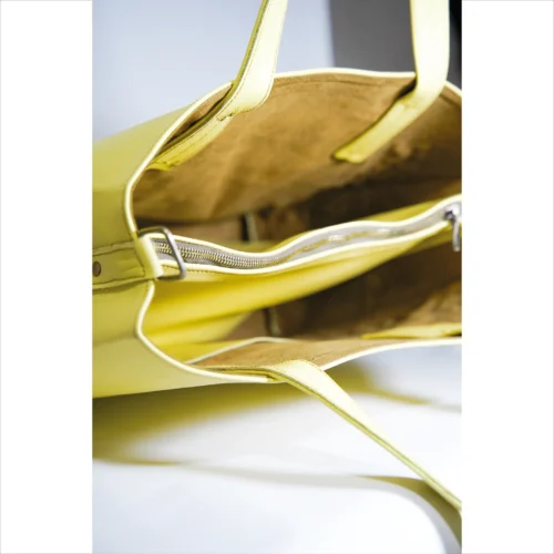 Elegant Yellow Leather Tote Bag