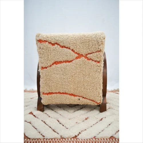 Handcrafted Wool Berber Chair with Orange Accents