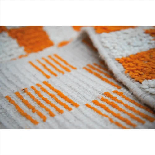 Vibrant Orange Checkerboard Berber Rug
